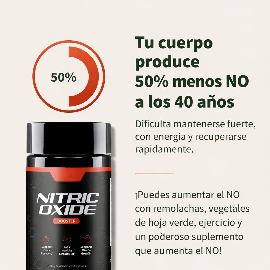 Suplemento Potenciador Natural de Energía y Rendimiento - Nitric Oxide Booster
